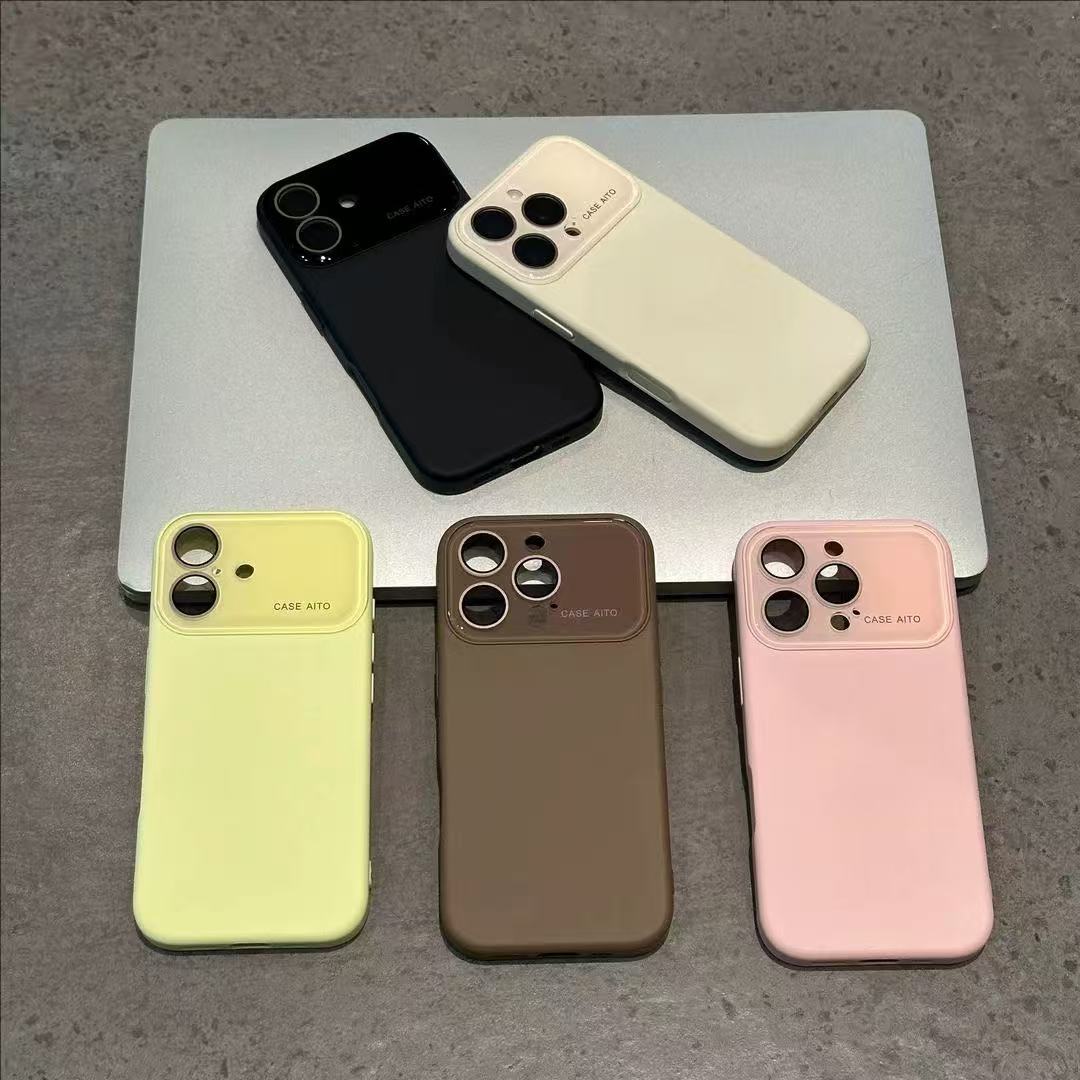多巴胺纯色ins风大视窗液态适用于iphone17promax手机壳亲肤手感