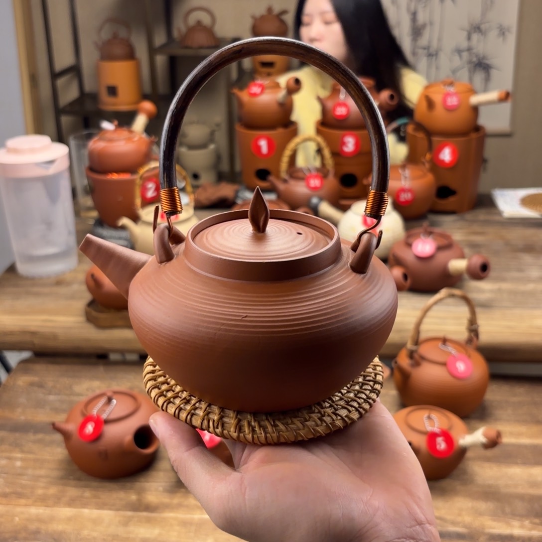 煮水煮茶甘甜 潮州砂铫壶 搭藤垫
