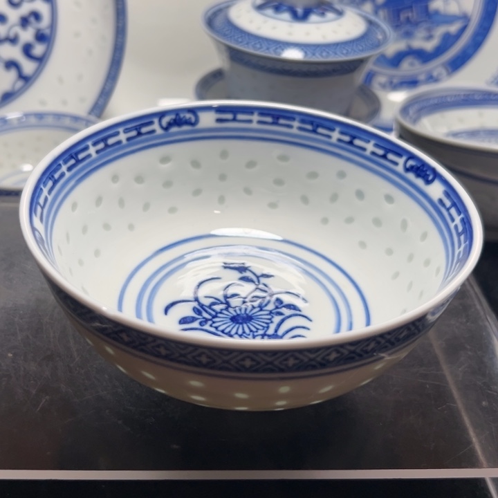 碗青花玲珑5.5寸兰花饭碗