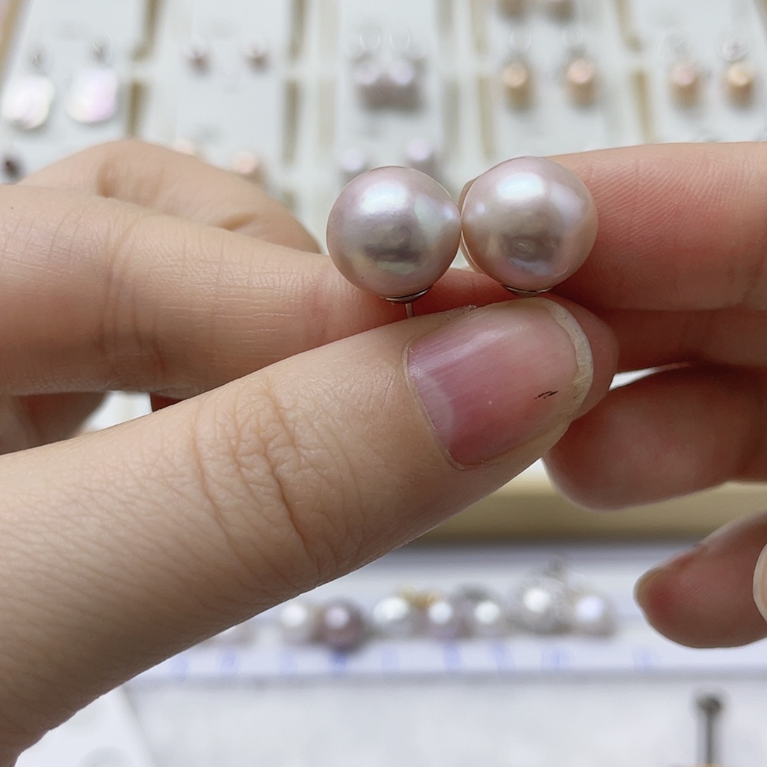 日***跑银S925镶嵌耳饰淡水珍珠