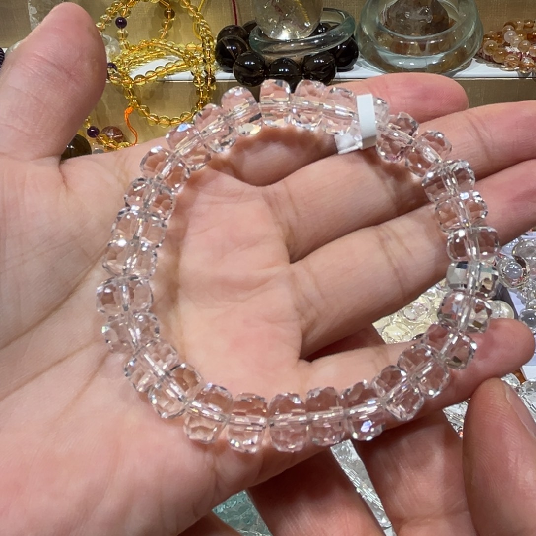 非金属白车轮刻面10手串