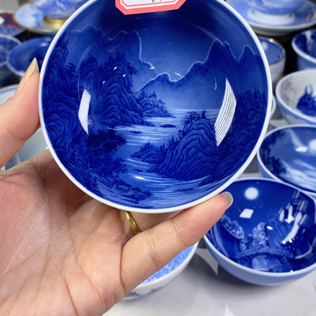 杯青花山水主人杯杯
