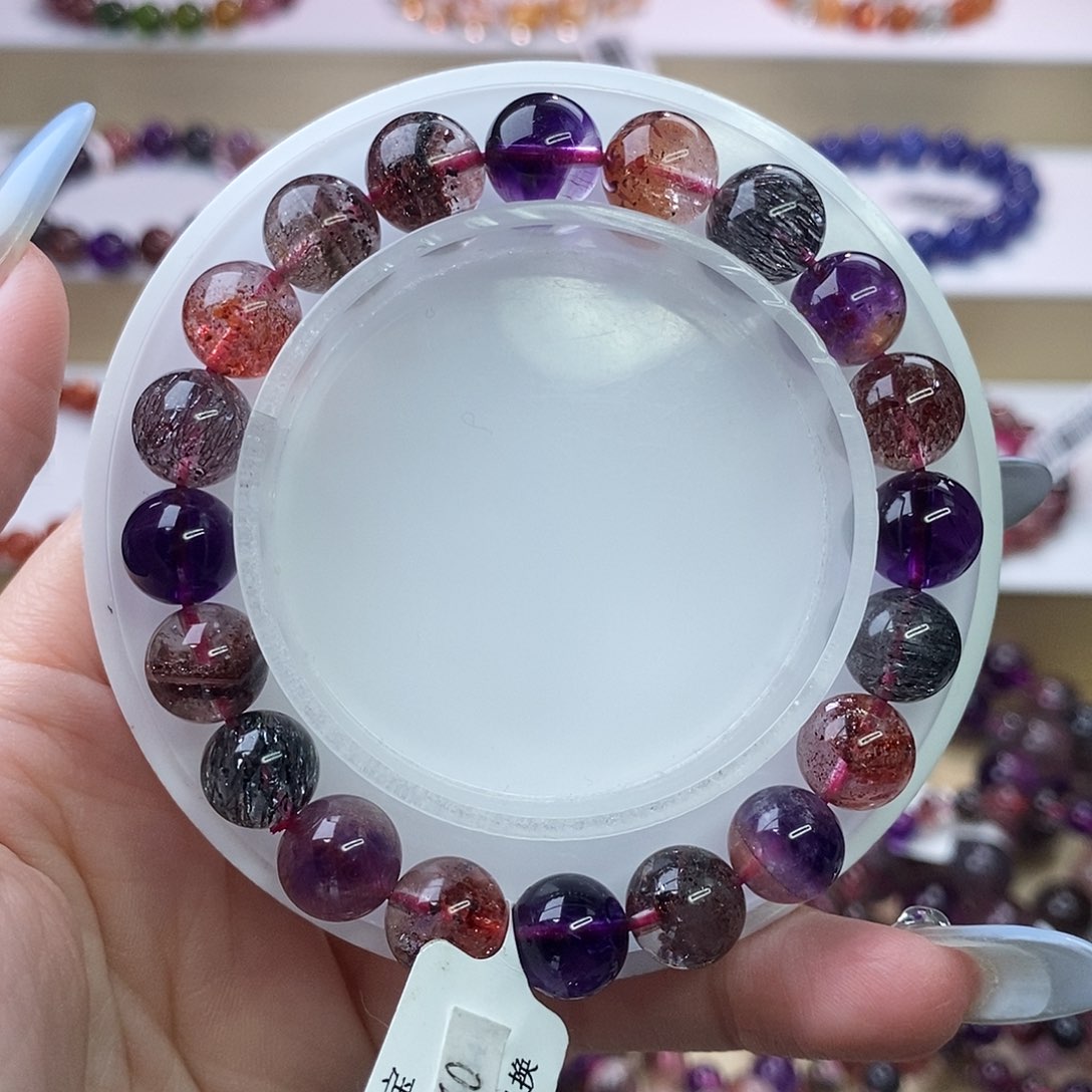 水晶手链未镶嵌黑加仑超七9m+