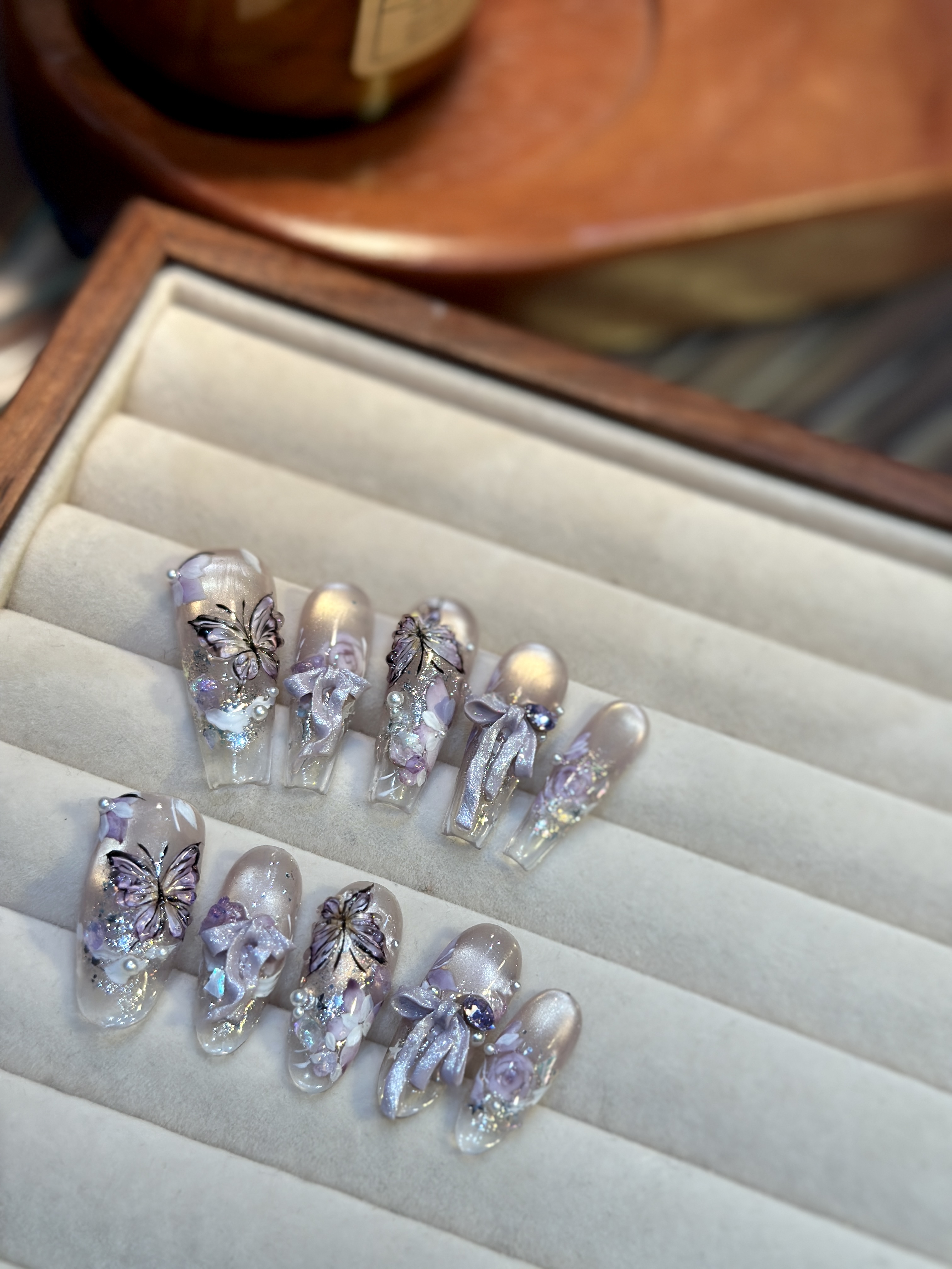 白菜家紫晶蝶手工穿戴甲