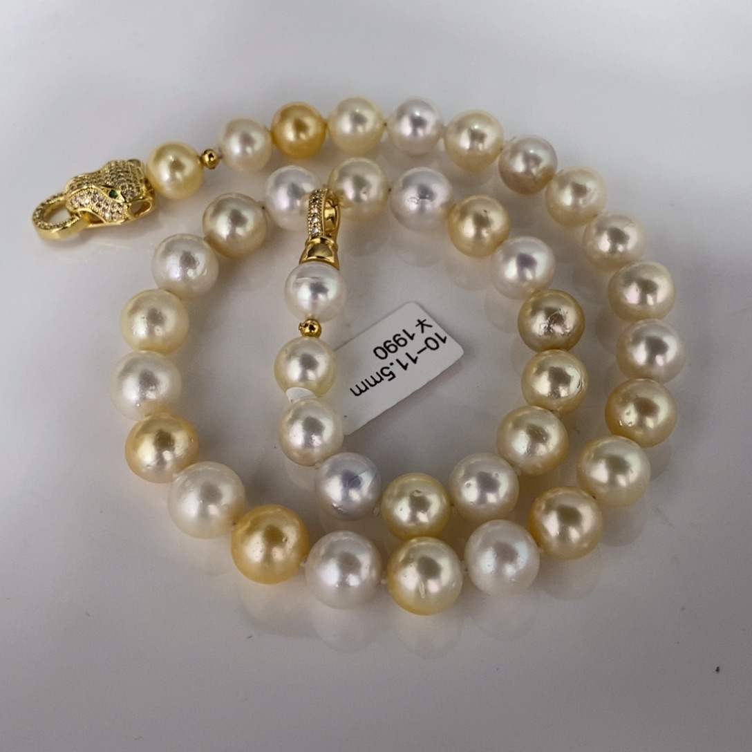 海水珍珠颈饰未镶嵌?*、白金混彩项链10-11.5玲丽