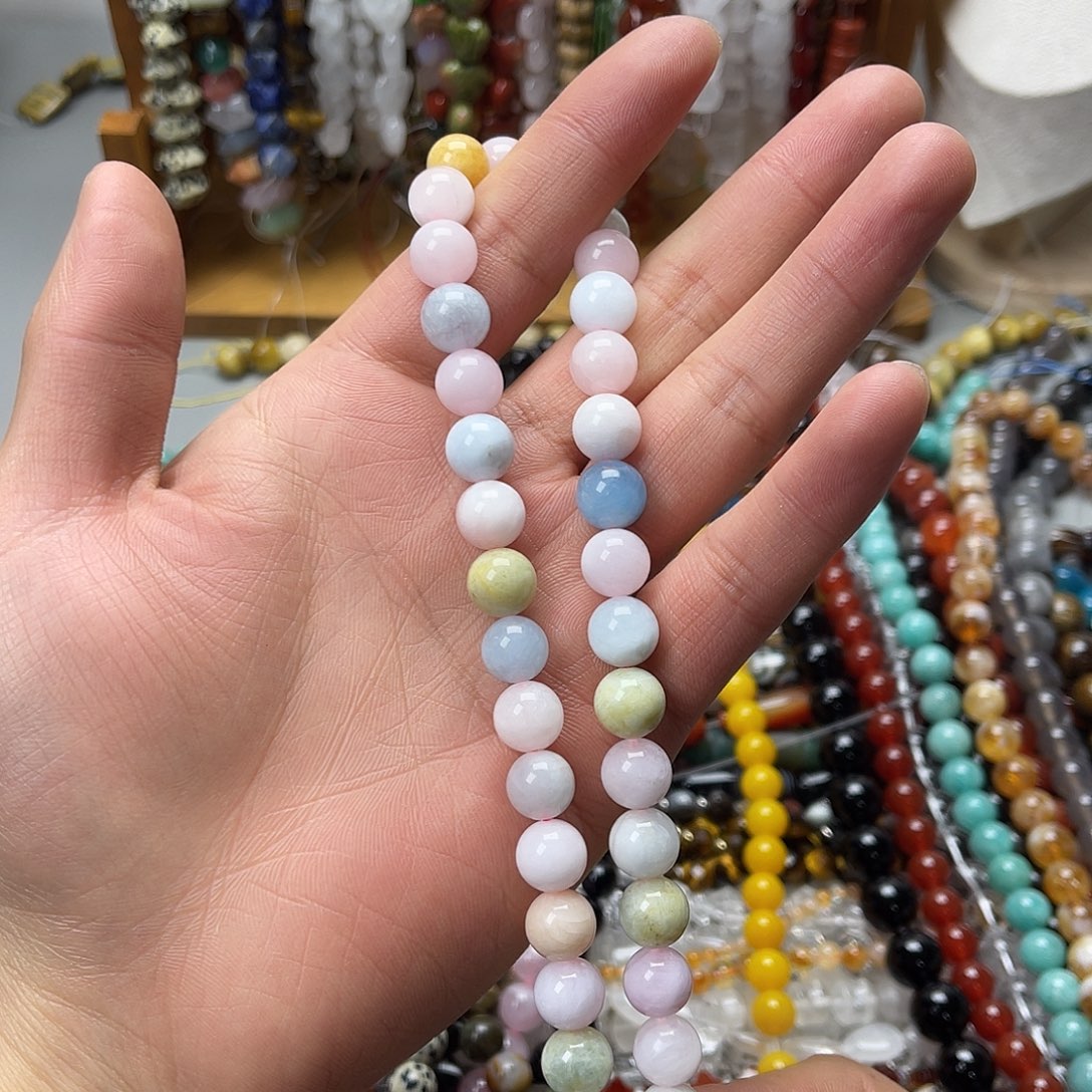 玛瑙/玉髓未镶嵌珠宝半成品卡10摩根石圆珠一条