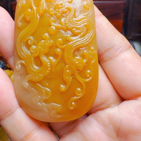 寿山石其他靖*龙挂件