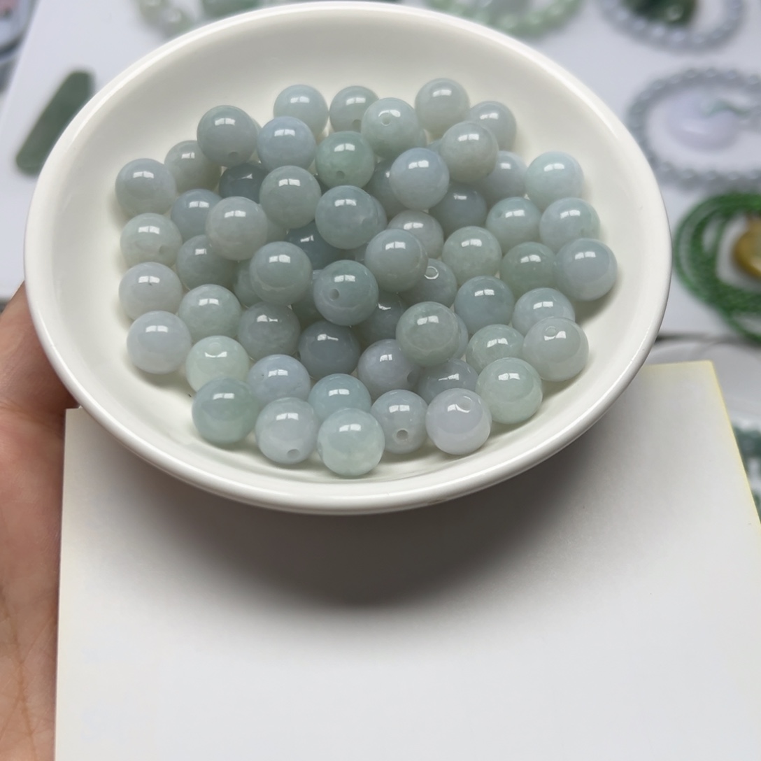 翡翠散珠无**悔纯天然缅甸翡翠A货卡10，60颗分9单