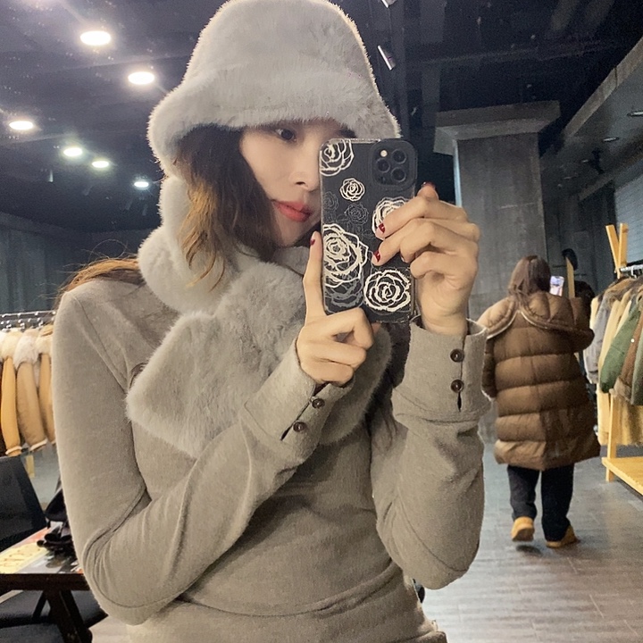 合金厚款欧貂绒帽子围巾实体店看好拍