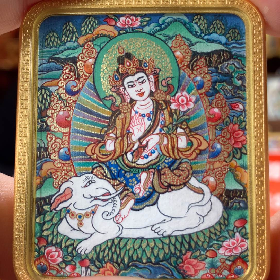 吊坠热贡纯手绘唐卡普贤作品