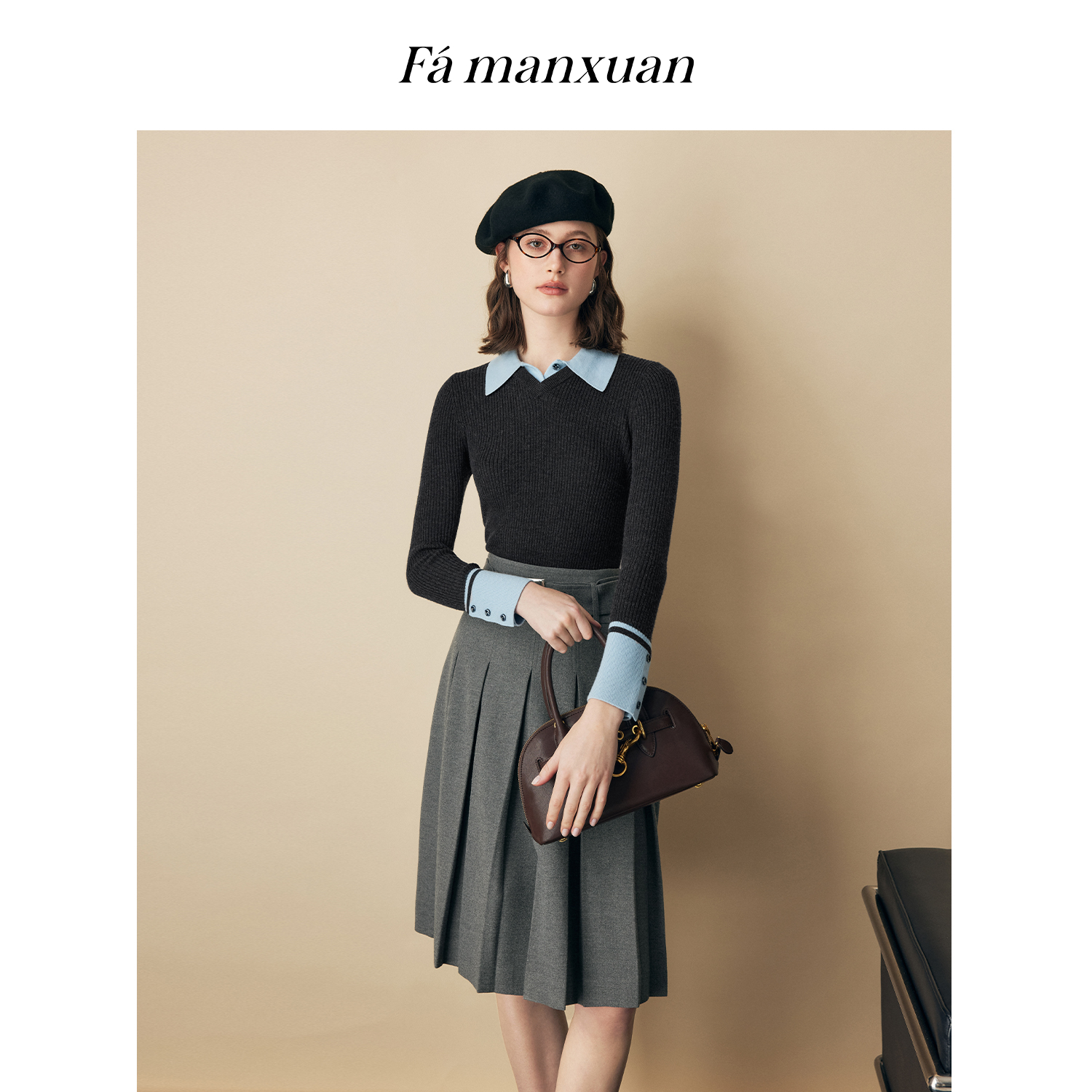 【陈大可专属】法曼萱复古澳洲绵羊毛针织衫女2025冬上衣