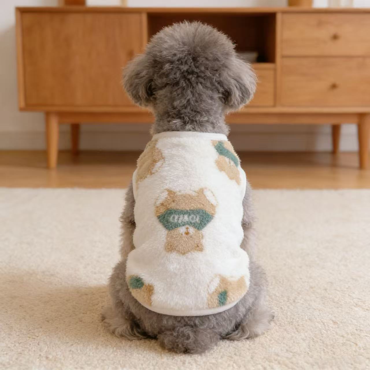 可爱小兔家居服背心毛绒绒猫咪小熊马甲秋冬狗狗保暖衣服宠物服装