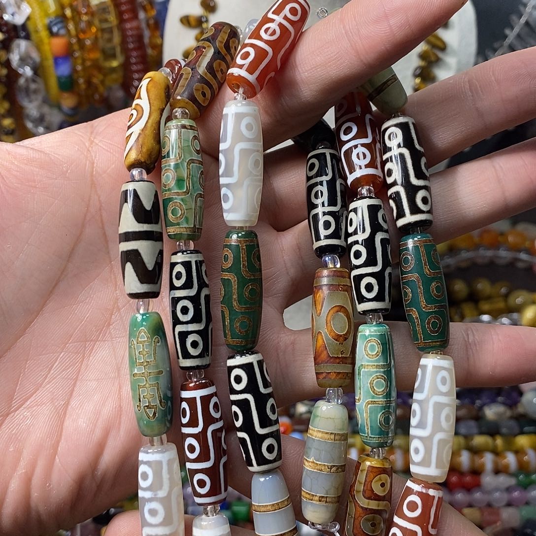 石英质玉未镶嵌，天珠顶珠多宝10×30mm，10颗，