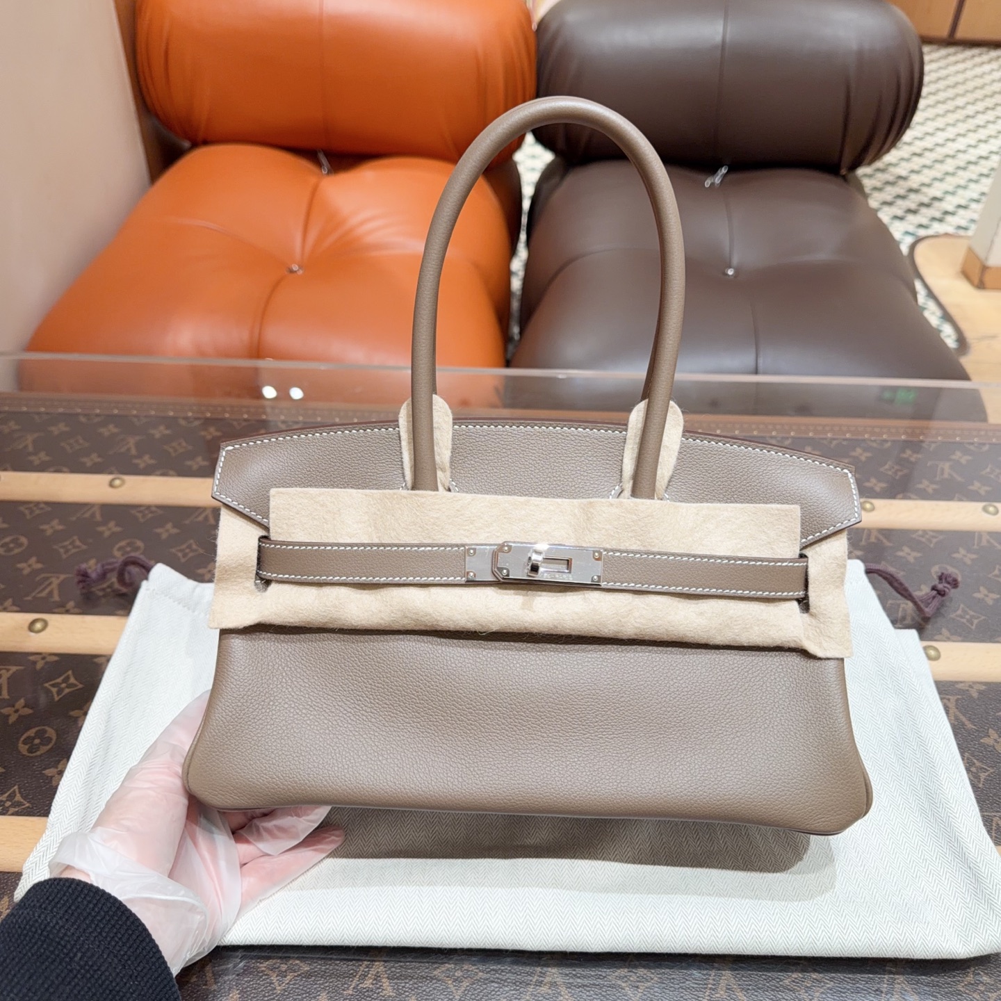 未使用 Hermes/爱马仕 Shoulder birkin29大象灰银扣evercolor皮 