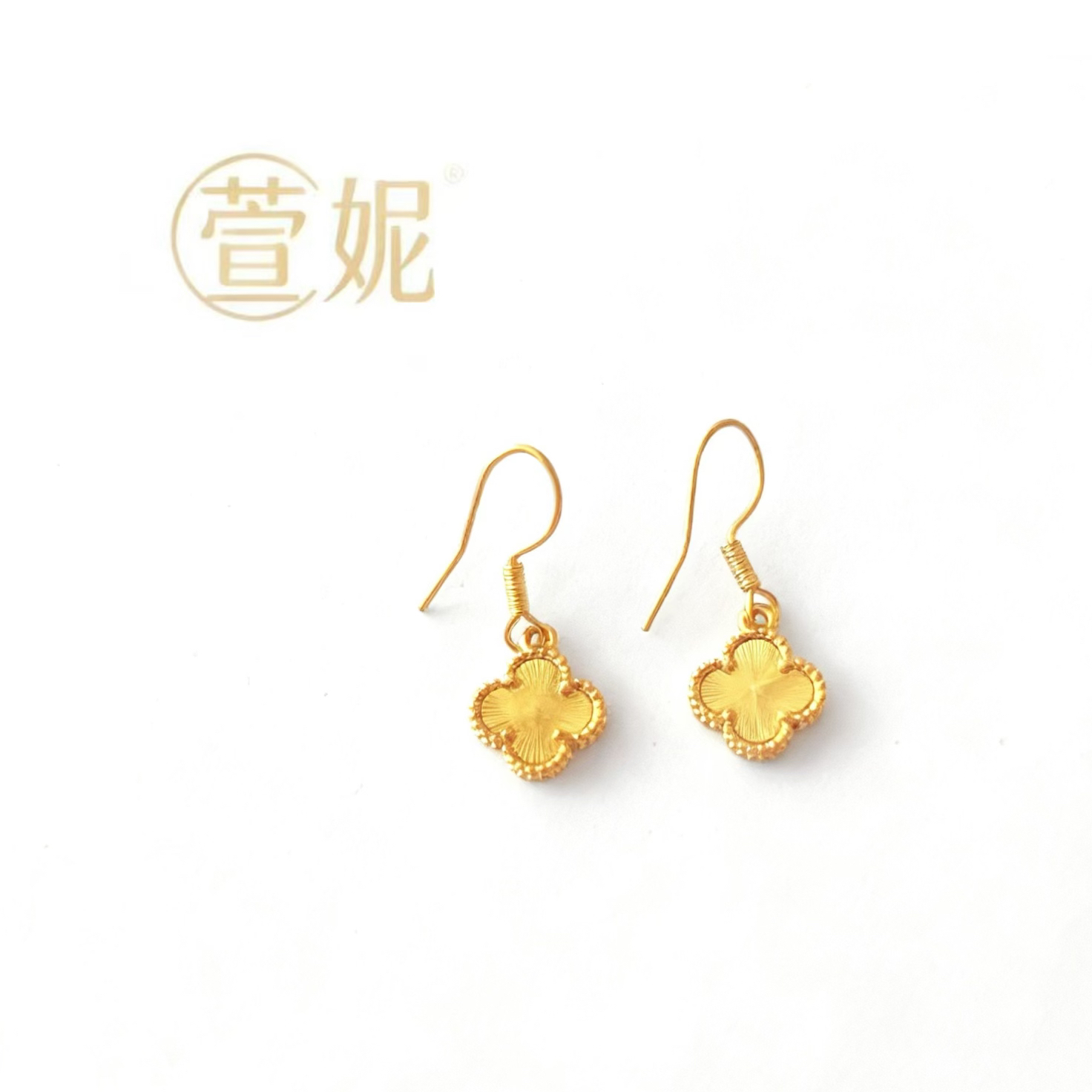 铜合金耳饰 金色手工耳吊耳环四叶草耳钩耳饰时尚女款百搭新