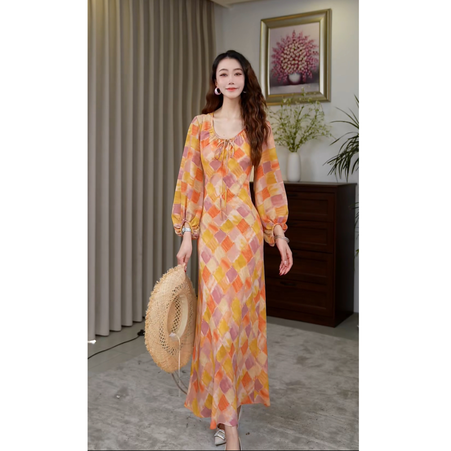 Hangsixiang.小爽【日光甜橙】初秋显瘦法式连衣裙97