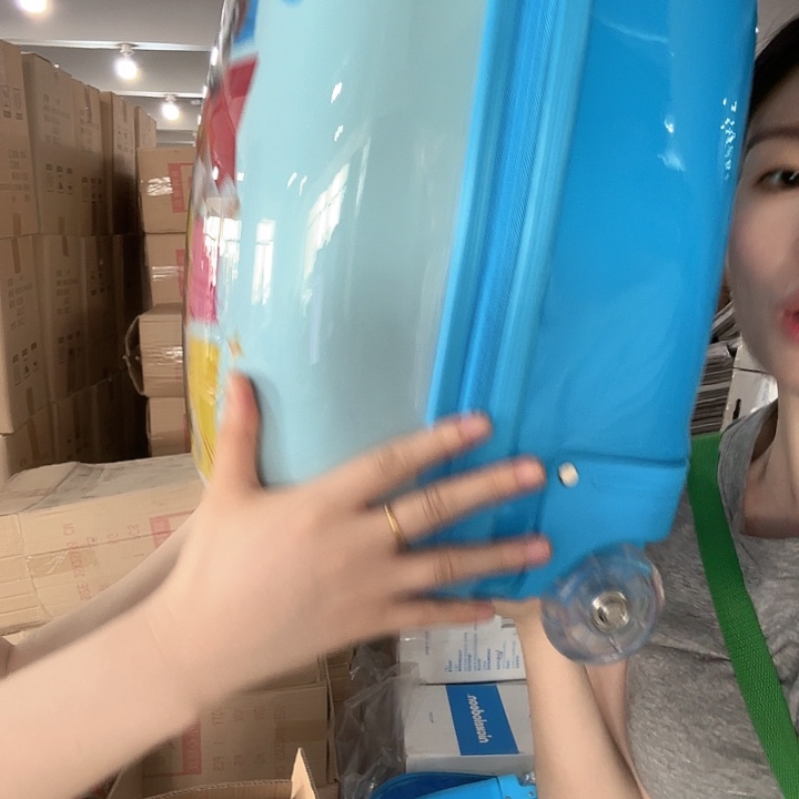 织物单肩包浅蓝色汪汪狗狗行李箱瑕疵