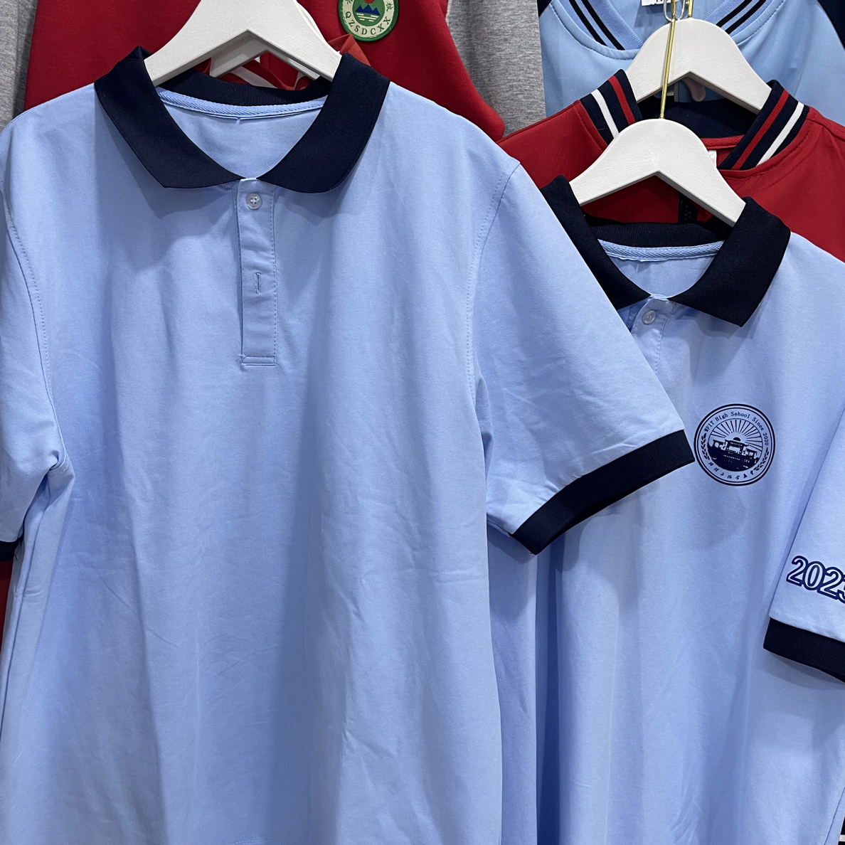 青州校服维理工2023蓝色2024夏季短袖标志半袖初中高中2025校服