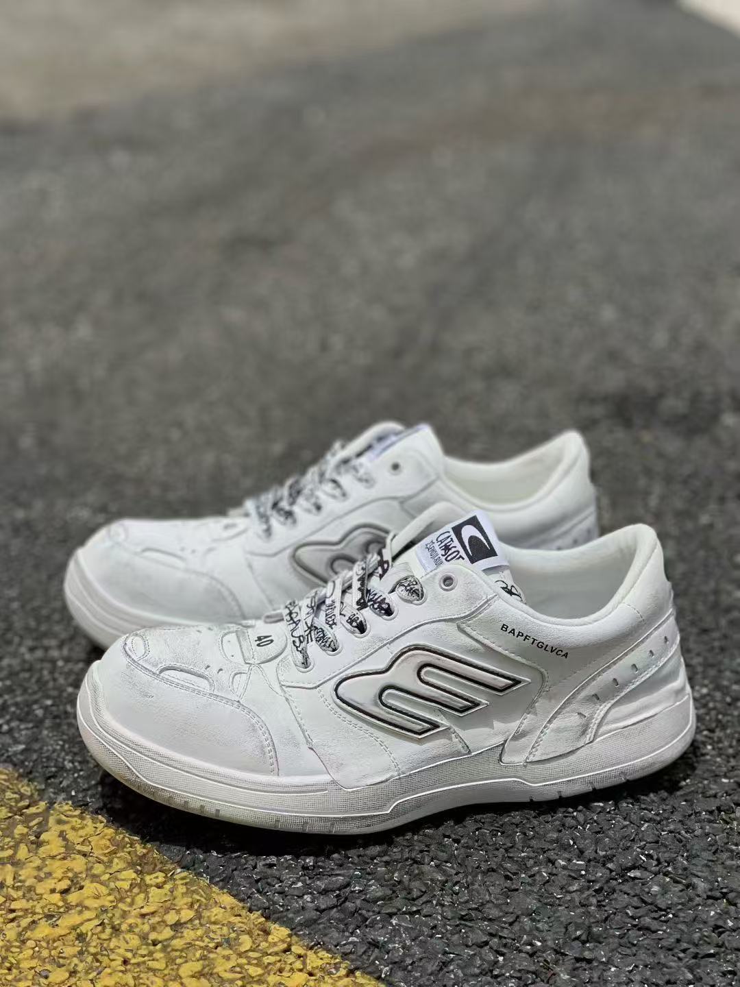 潮流手工擦色做旧脏脏鞋耐磨中帮板鞋图案轻便鞋中低帮68081