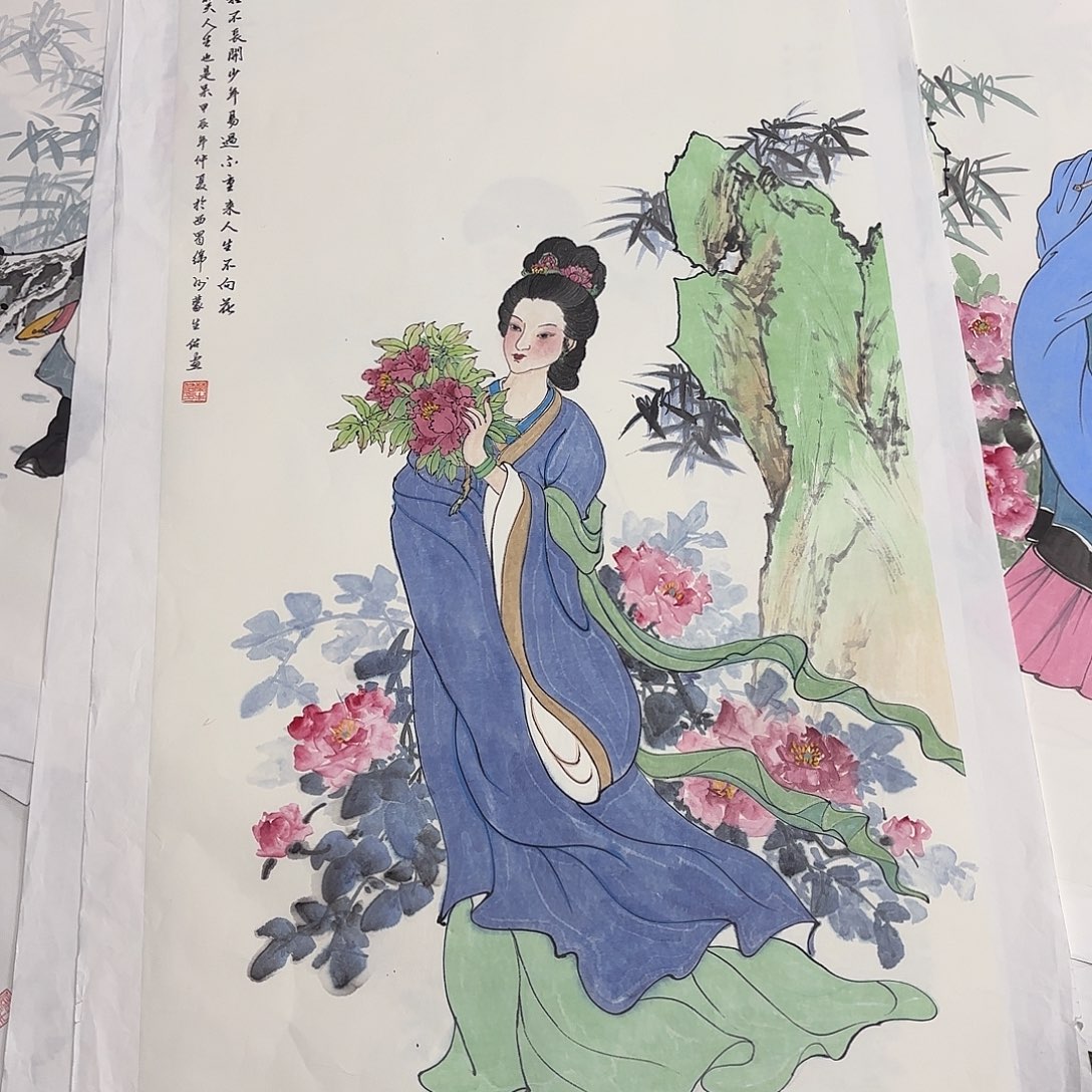 无***啡国画蒙生佑四尺童