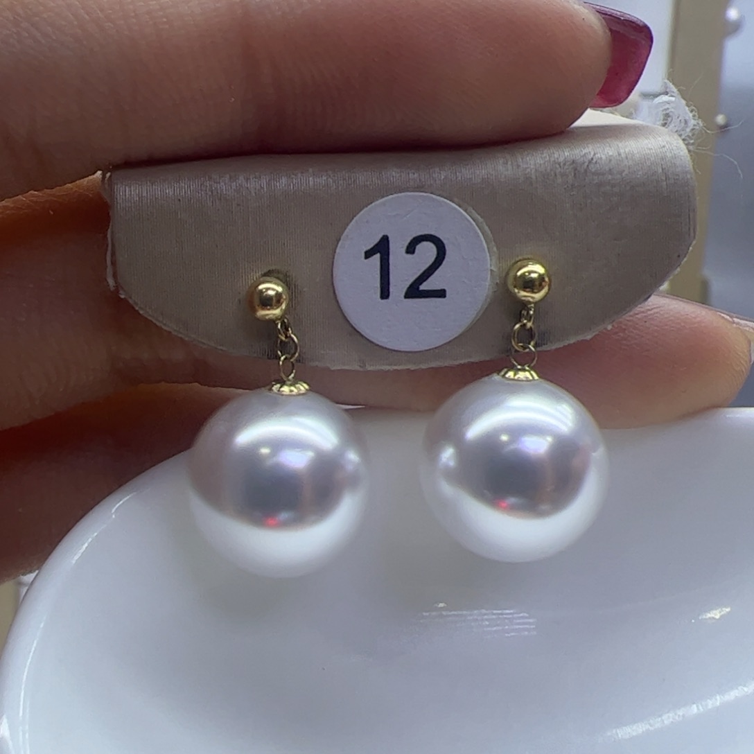 淡水珍珠耳饰18K金镶嵌