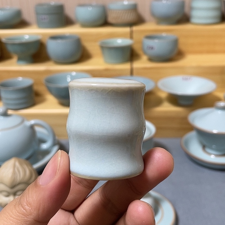 陶瓷杯子微瑕天青盖置