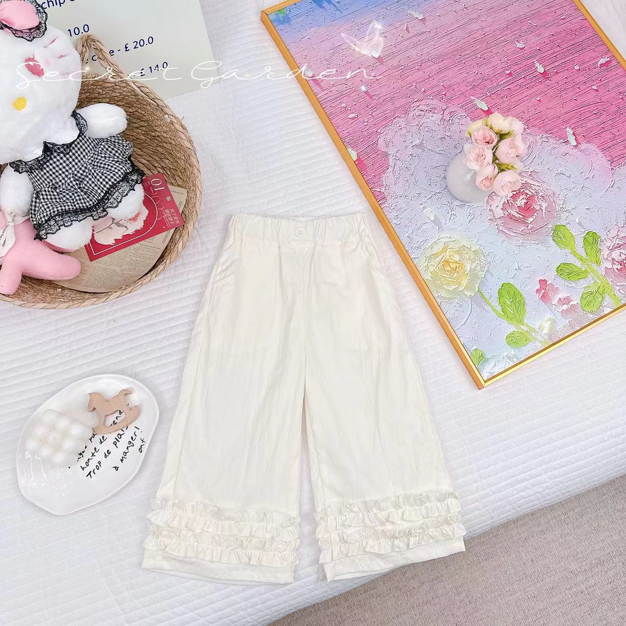 新款夏款休闲百搭花边女童时髦九分裤 D-AB167