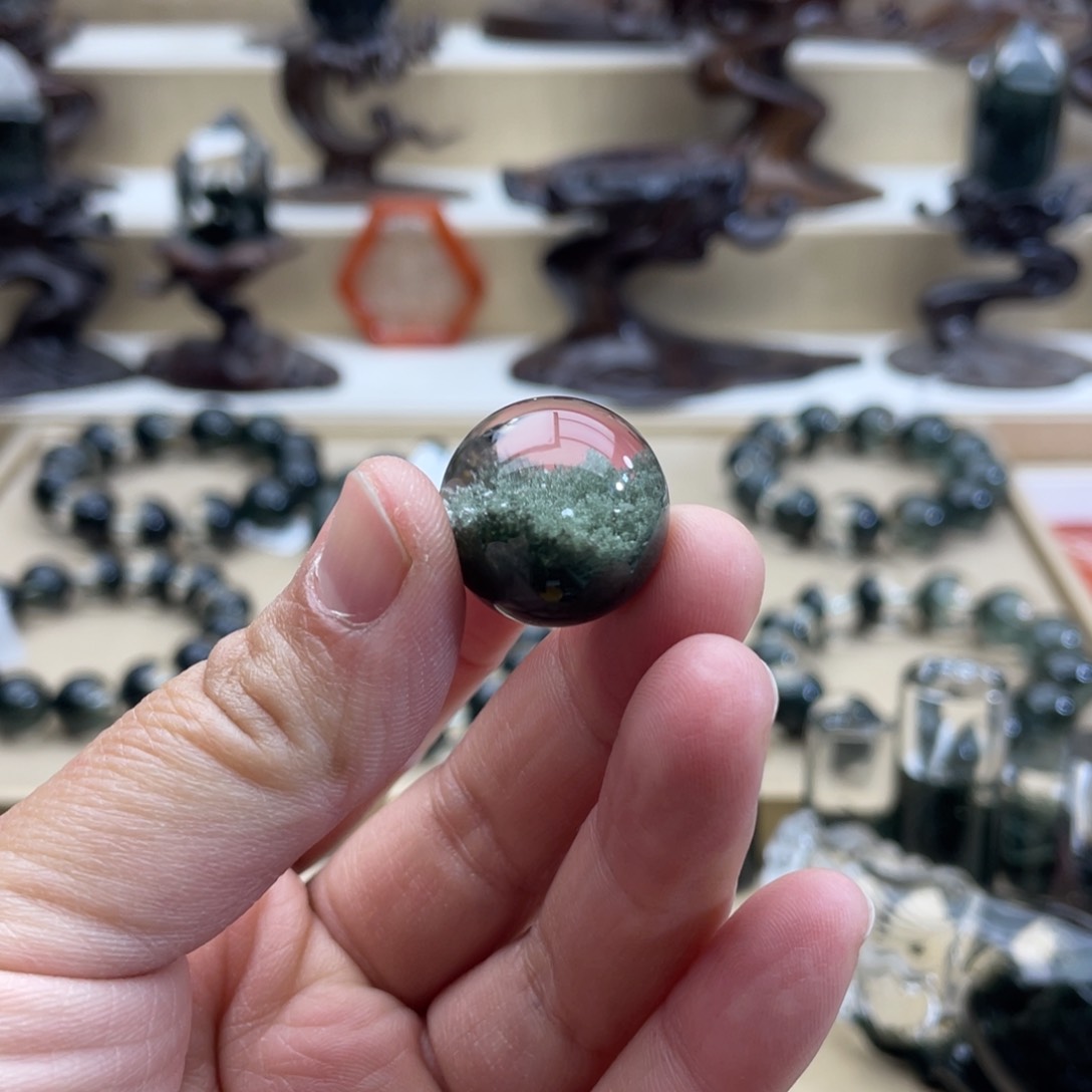 水晶颈饰银S925镶嵌梁绿幽灵吊坠定制不退换