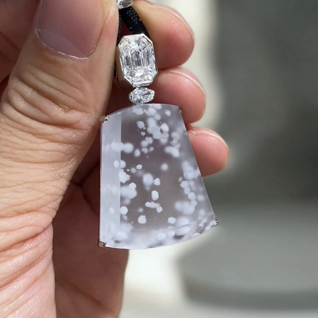 咨询客服链接 天然缅甸A货翡翠玻璃种木那雪花棉无事牌 
