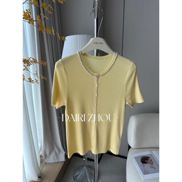 DAIRI   ZHOU▪️温蒂庄园   日本进口金葱绢丝棉纱线钉珠针织开衫