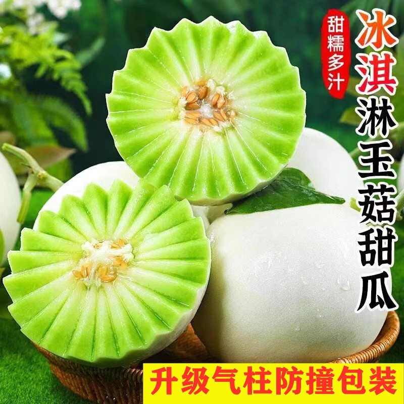 海南冰淇淋玉菇甜瓜香瓜绿肉蜜瓜当季新鲜水果白皮玉菇甜瓜