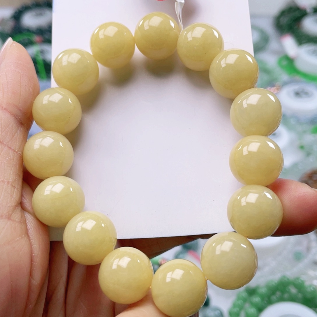 翡翠手链未镶嵌天然翡翠手串13.6mm