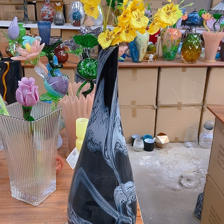 琉璃琉璃花瓶高54口3