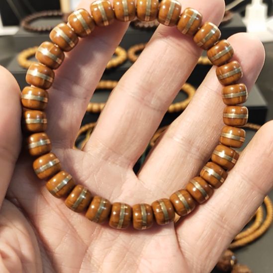 紫金鼠手串9x8纯铜腰带一线天