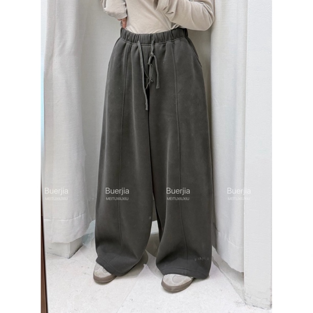 运动裤束脚裤绒感镰刀裤百搭宽松显瘦休闲女裤加绒秋冬