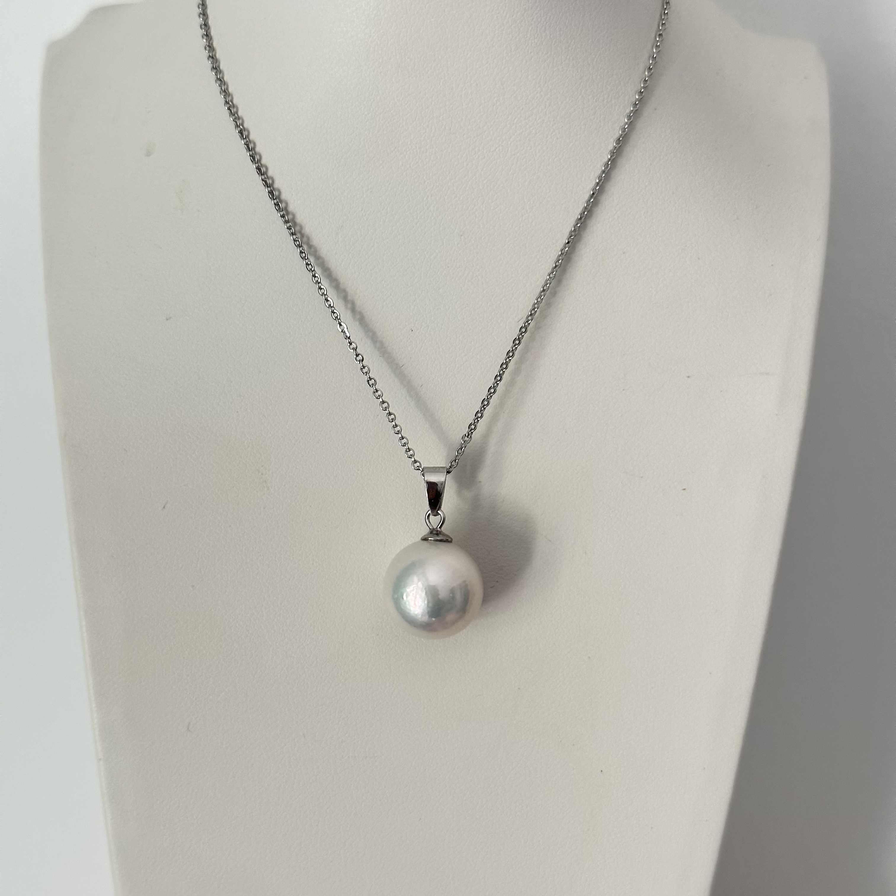 天然淡水珍珠12-13mm正圆极强光精致百搭瓜子扣吊坠D100