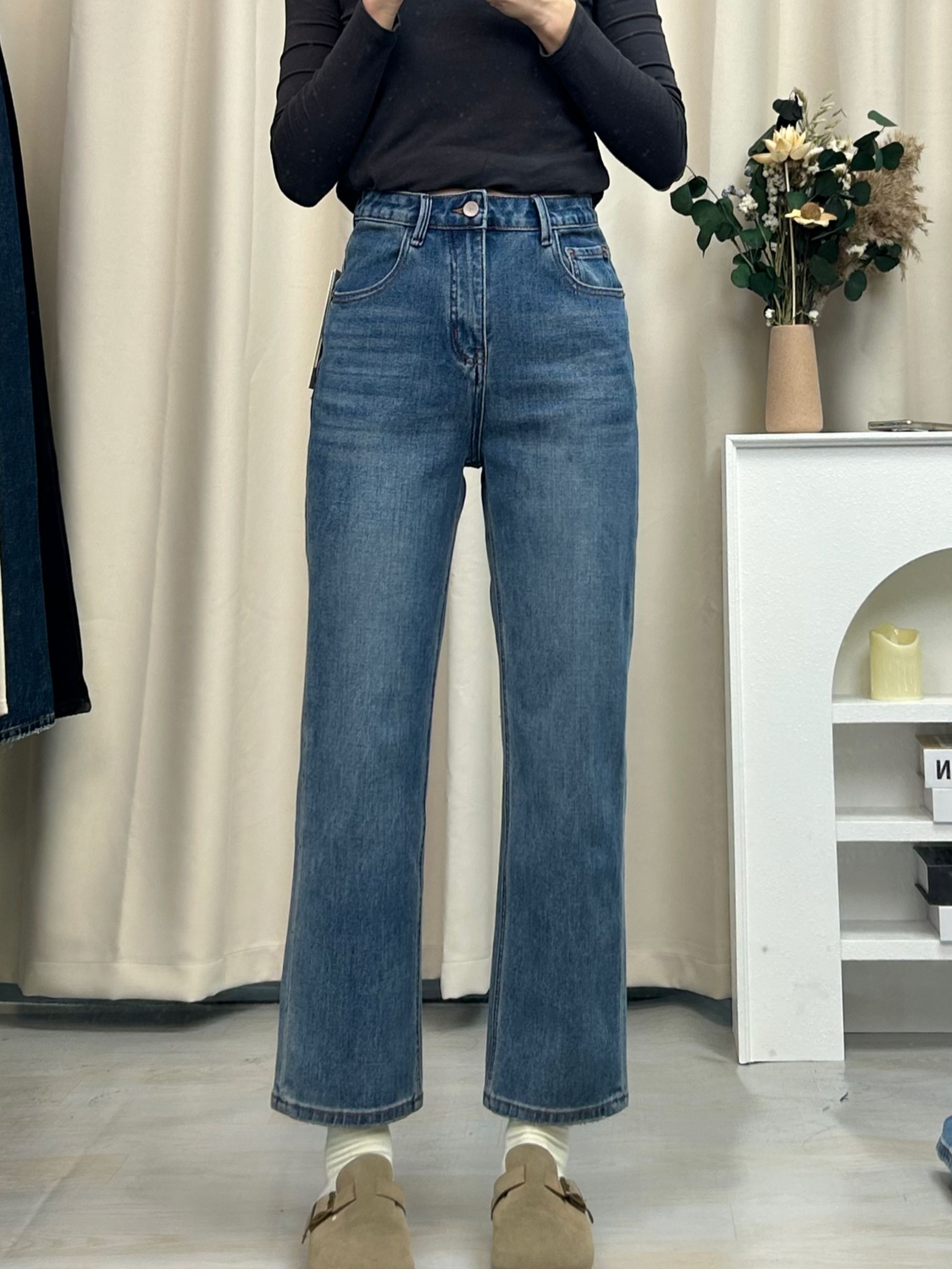 SU【21】代C3 愫方 超爆裤王黑标四面弹九分直筒牛仔裤~