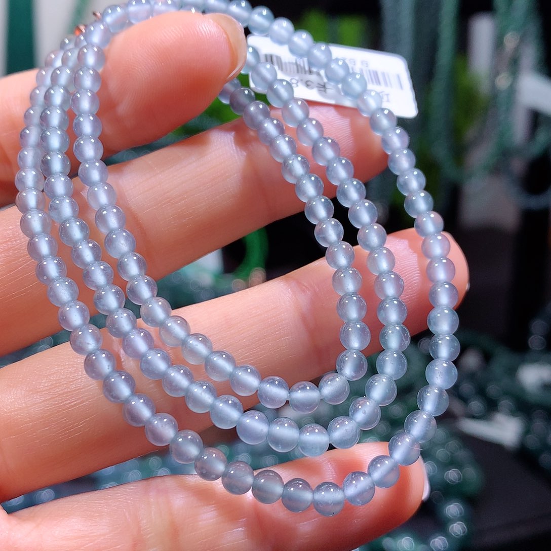 翡翠未镶嵌手链天然a货翡翠项链3.8mm