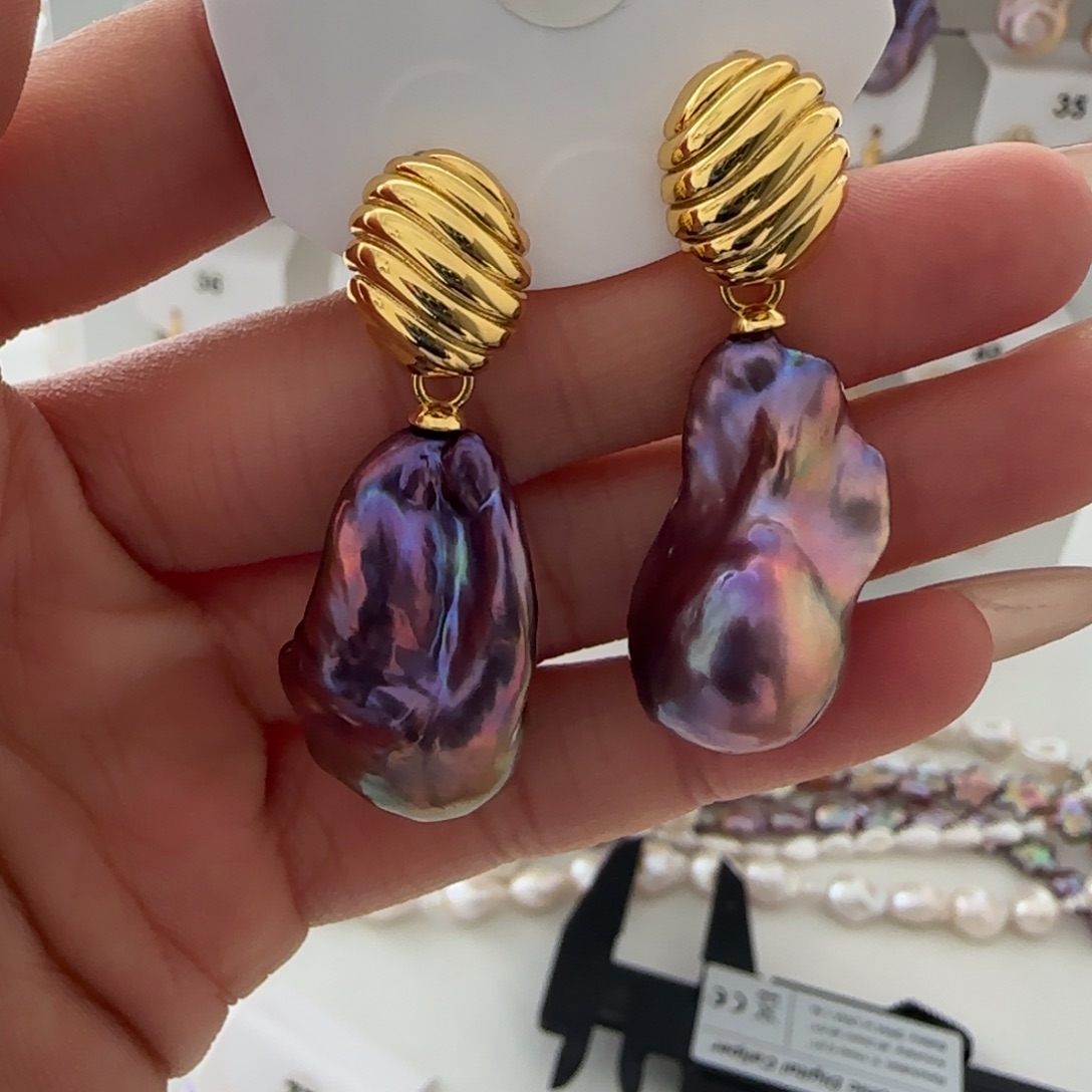 淡水珍珠耳饰银S925镶嵌哮*