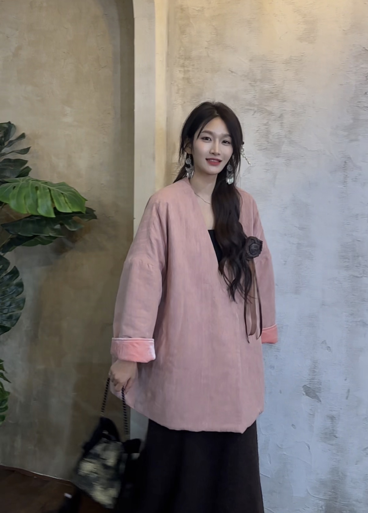 月畔湾【醉相思】新中式女冬季重工加厚棉外套保暖V领棉服