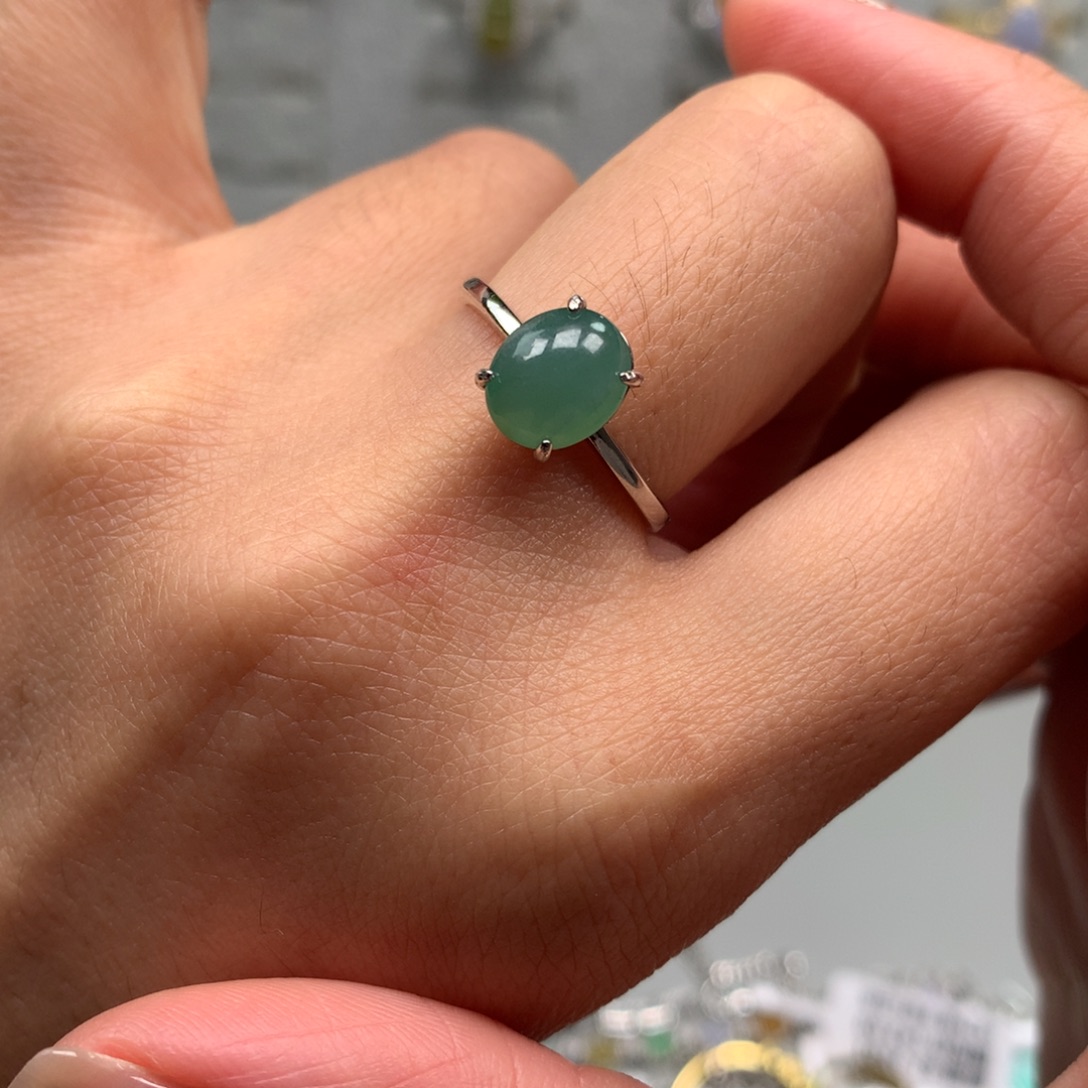 翡翠银S925镶嵌戒指戒指