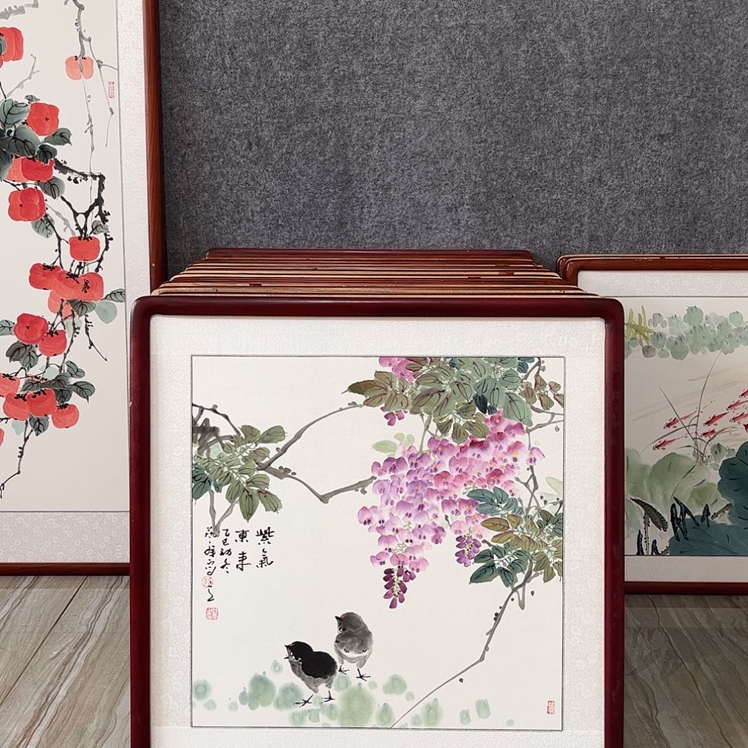 国画书画作品带框63×63