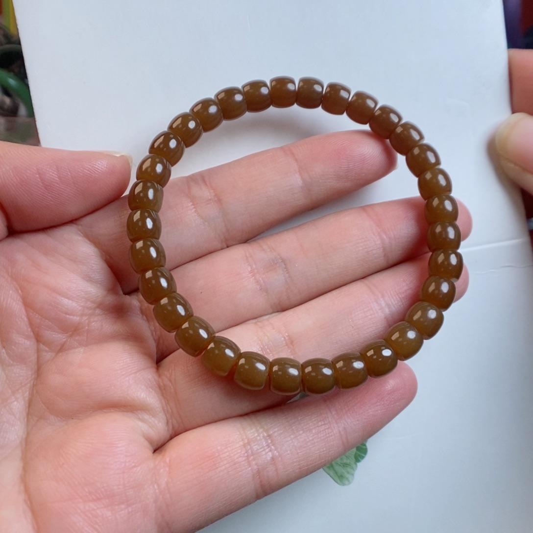 和田玉手链未镶嵌金山红糖