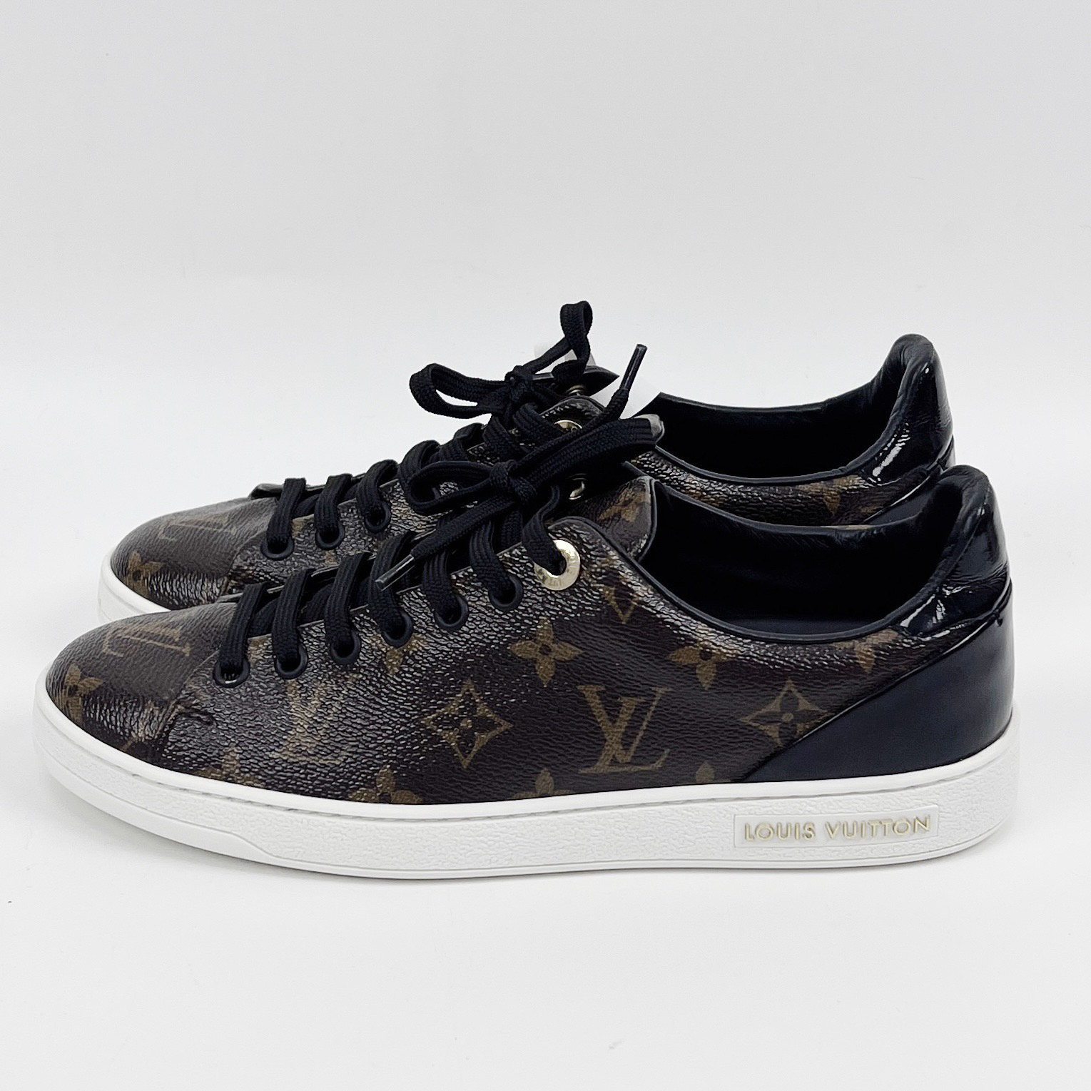 95新 LouisVuitton/路易威登 38码 棕老花满印板鞋 xz0466