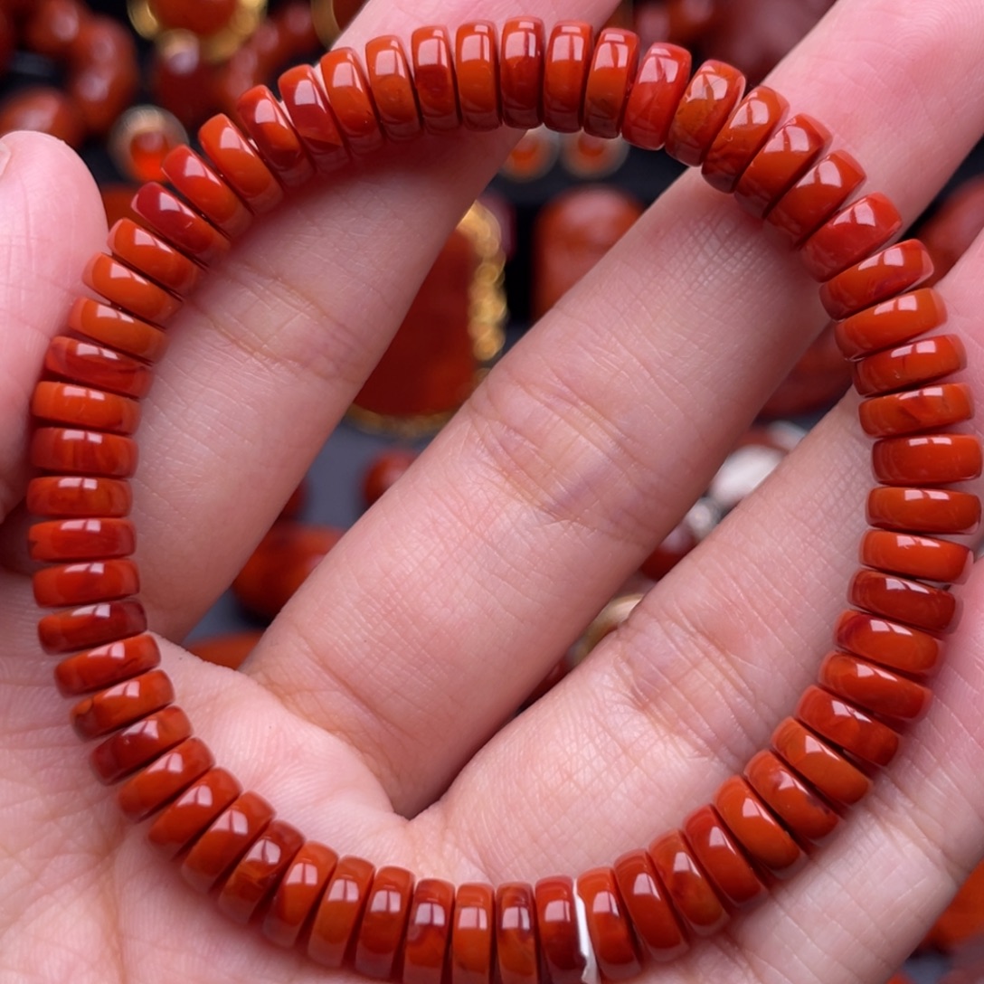 南红玛瑙未镶嵌珠宝奇石单圈7.5mm