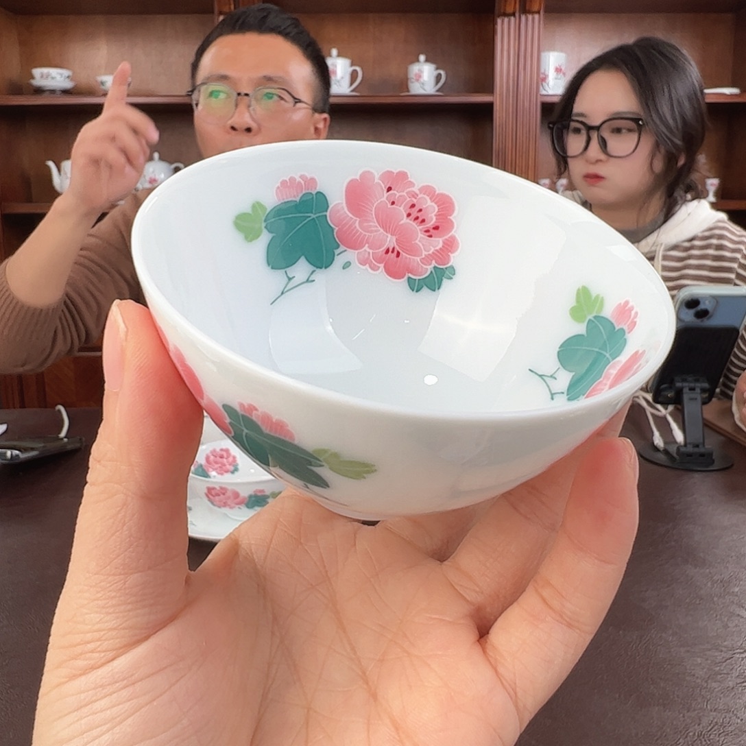 瓷柴窑芙蓉对花杯（口变形微瑕）