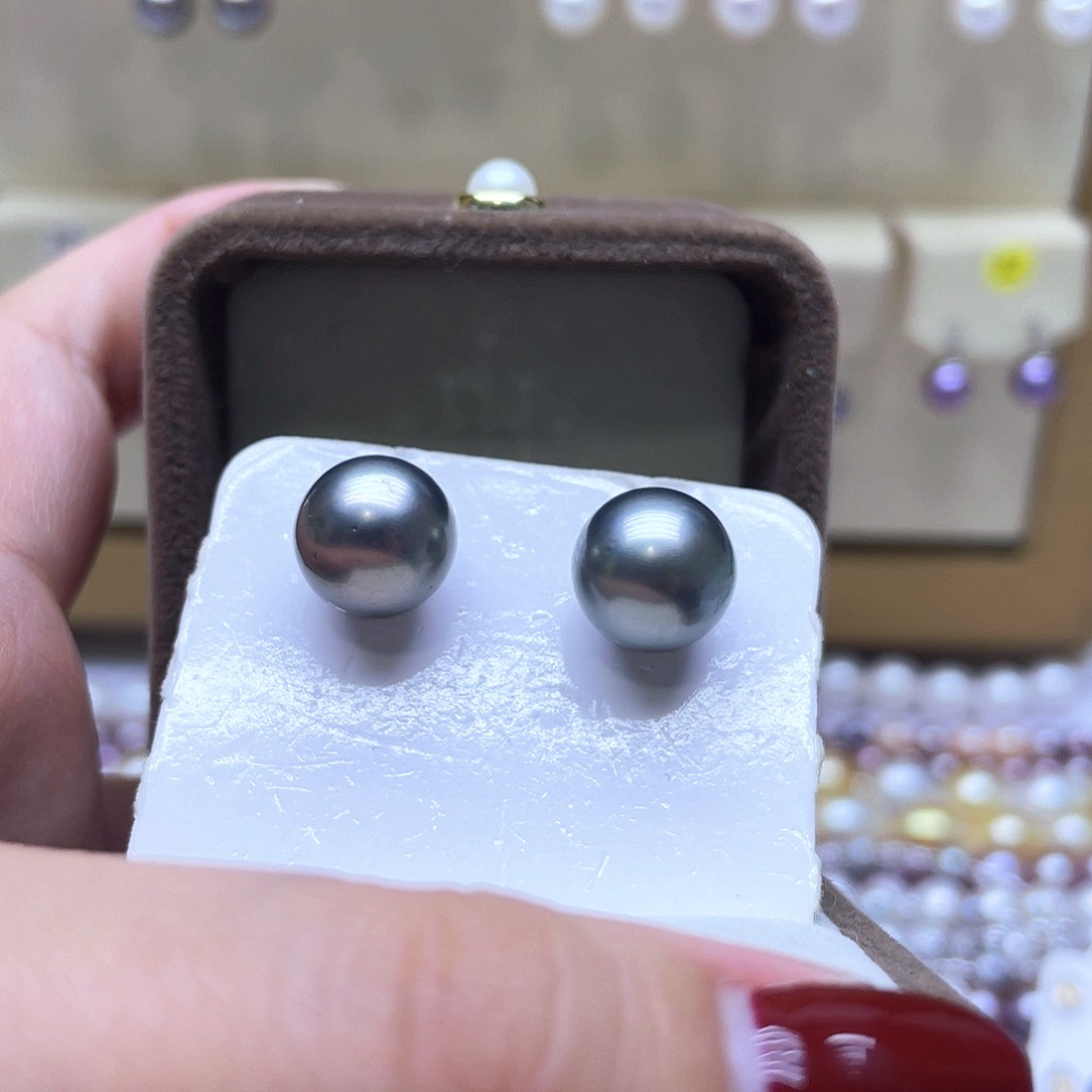 海水珍珠耳饰银S925镶嵌