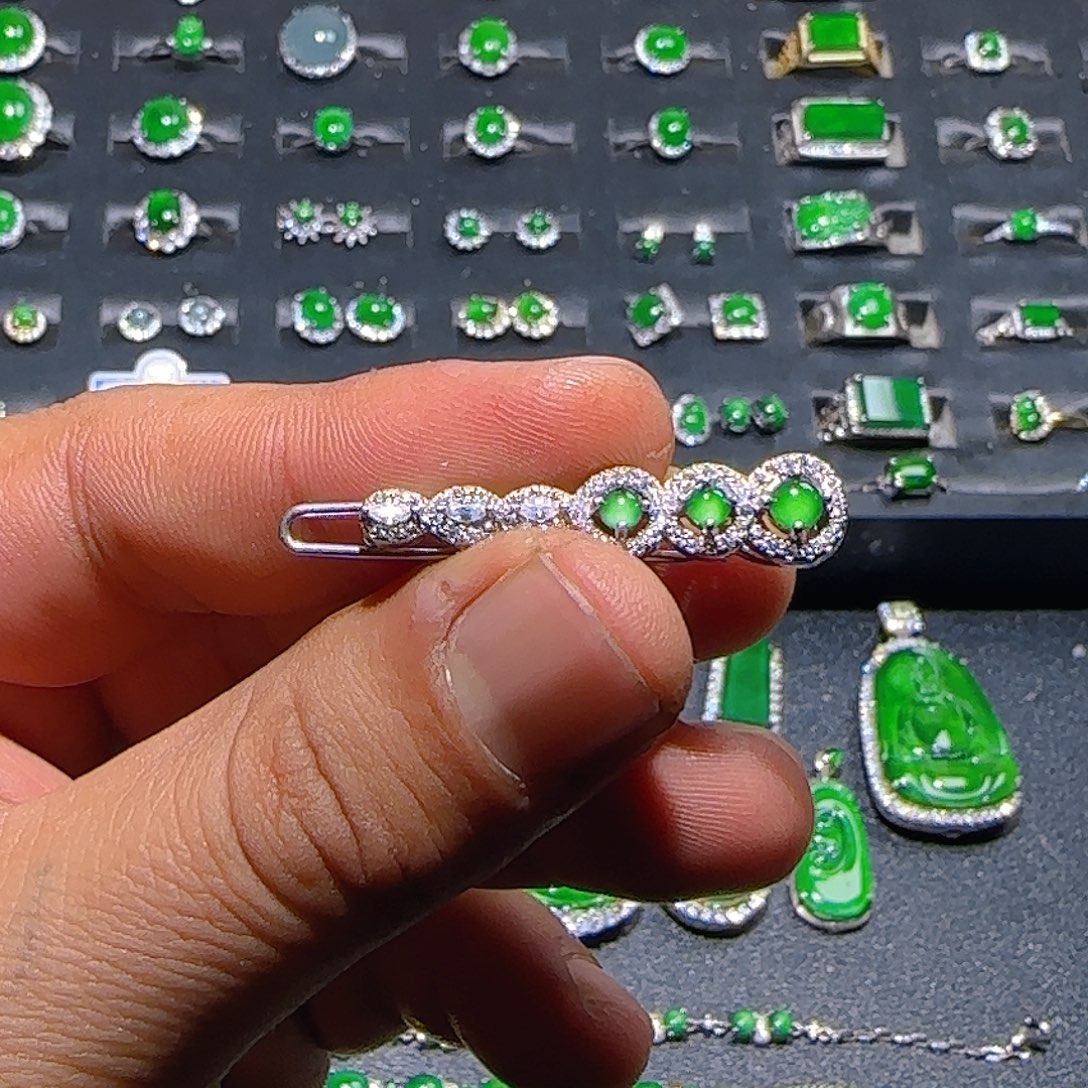 翡翠银S925镶嵌发饰