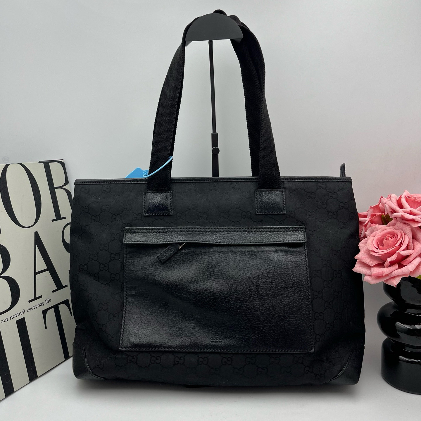 95新 GUCCI/古驰 Gucci古驰 xy 7202黑色帆布托特36*27