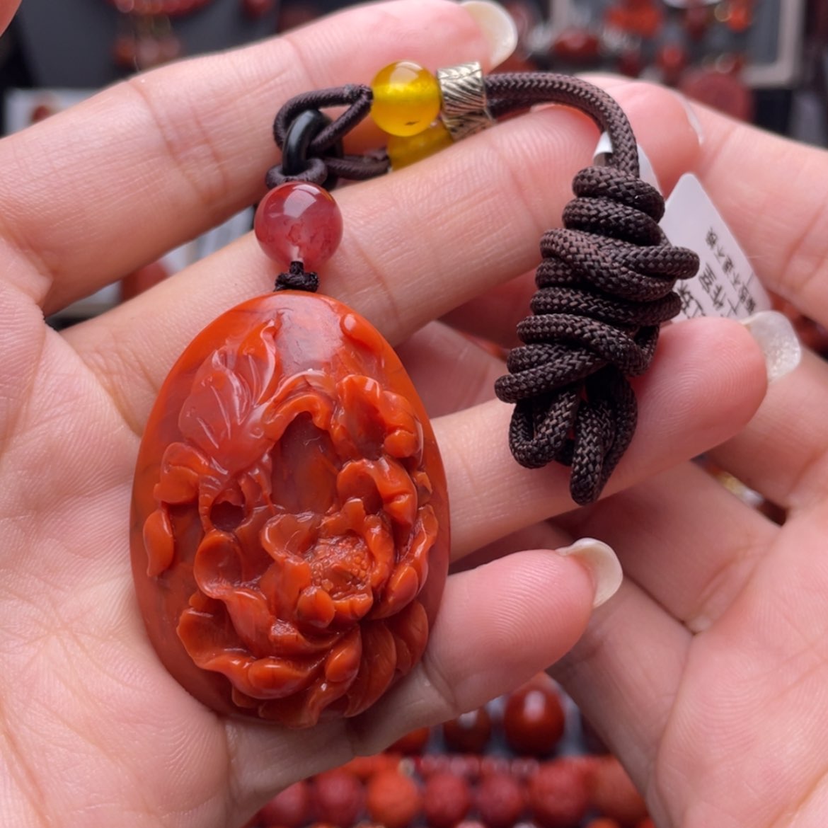 【闪购商品】南红玛瑙花开富贵未镶嵌双**妈